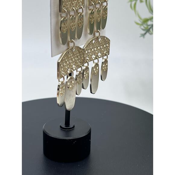 Kendra Scott Emmet Matte Gold Plated Filigree Dangle Earrings New - Picture 7 of 16